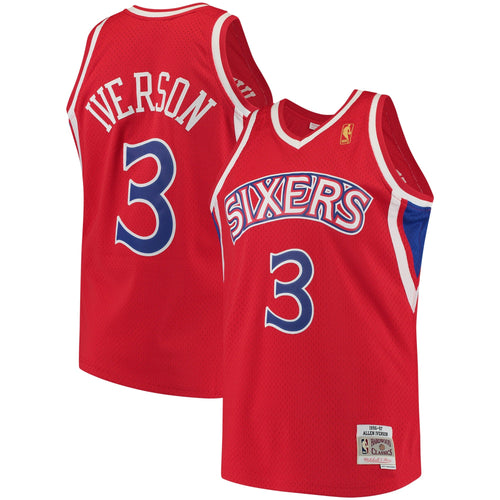 Allen Iverson Red Philadelphia 76ers 1996 - 97 Hardwood Classics Swingman Basketball Jersey product image 1, provided for