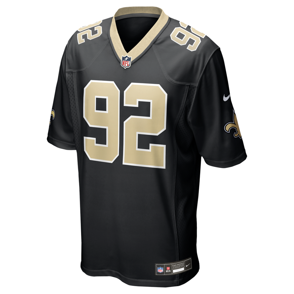 New Orleans Saints Davon Godchaux Black Team Game Jersey product image 2, provided for visual reference and product detail