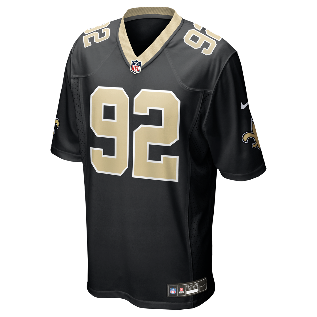 New Orleans Saints Davon Godchaux Black Team Game Jersey product image 2, provided for visual reference and product detail