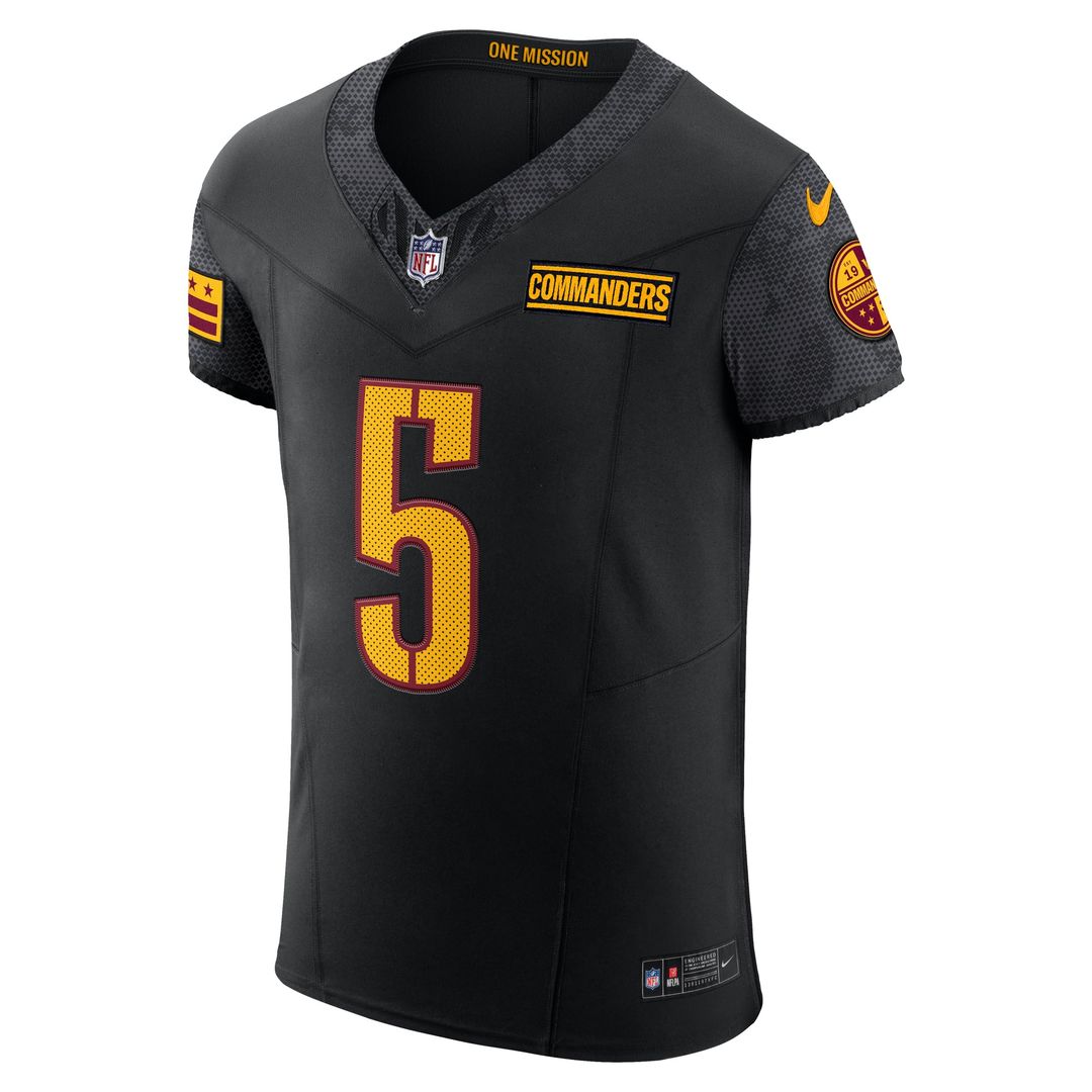 Washington Commanders Jayden Daniels Black Alternate Vapor F.U.S.E. Elite Jersey product image 2, provided for visual