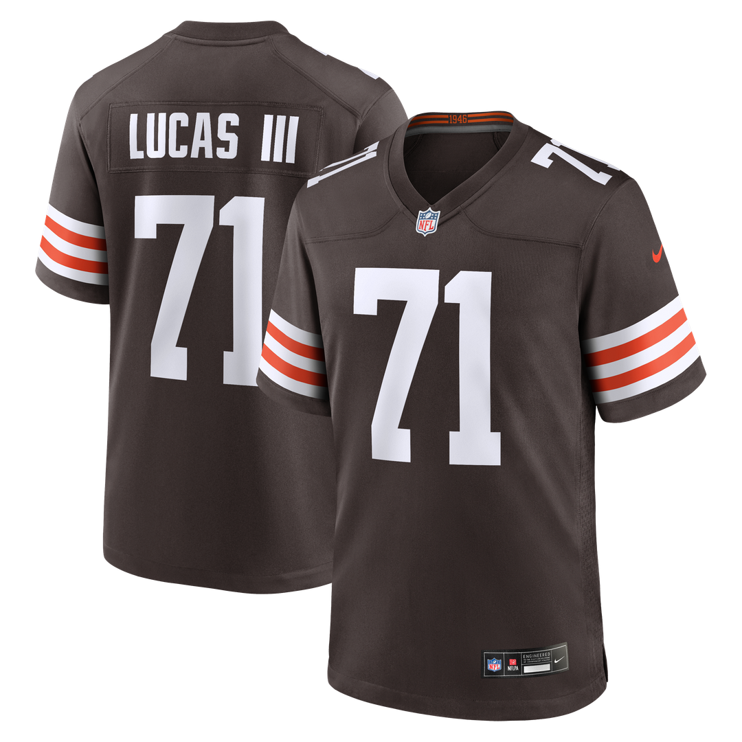 Cleveland Browns Cornelius Lucas Brown Team Game Jersey product image 1, provided for visual reference and product detail