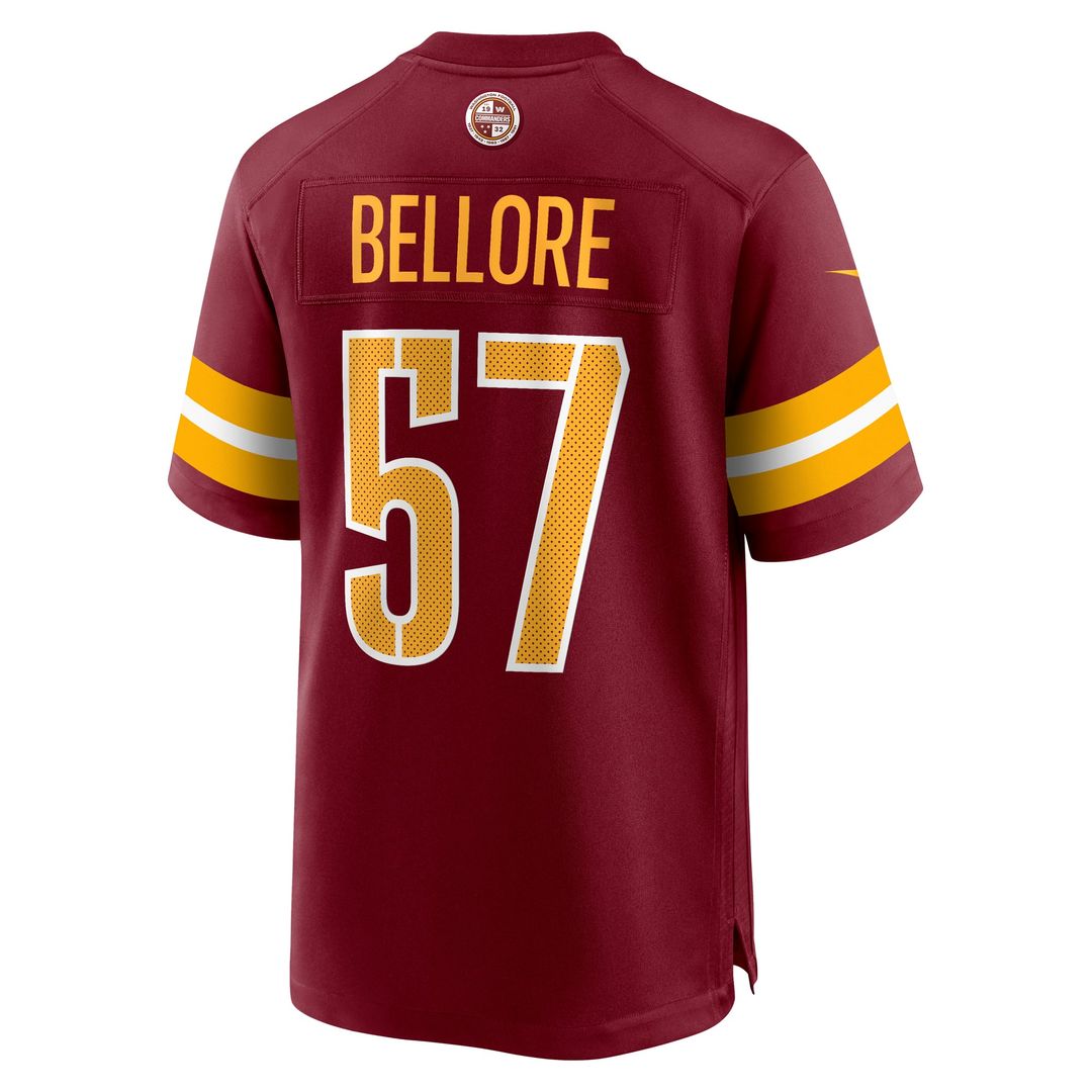 Washington Commanders Nick Bellore Burgundy Team Game Jersey product image 3, provided for visual reference and product