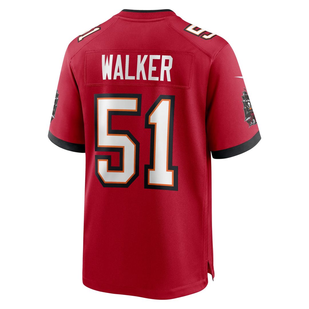 Tampa Bay Buccaneers David Walker Red Team Game Jersey product image 3, provided for visual reference and product detail