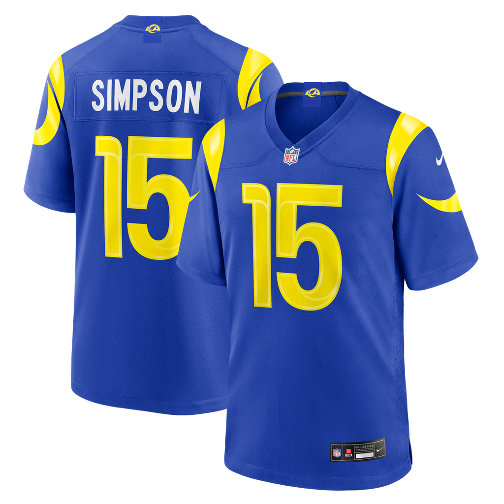 Los Angeles Rams Ty Simpson Royal Team Game Jersey product image 1, provided for visual reference and product detail review