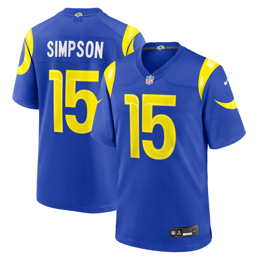Los Angeles Rams Ty Simpson Royal Team Game Jersey product image 1, provided for visual reference and product detail review