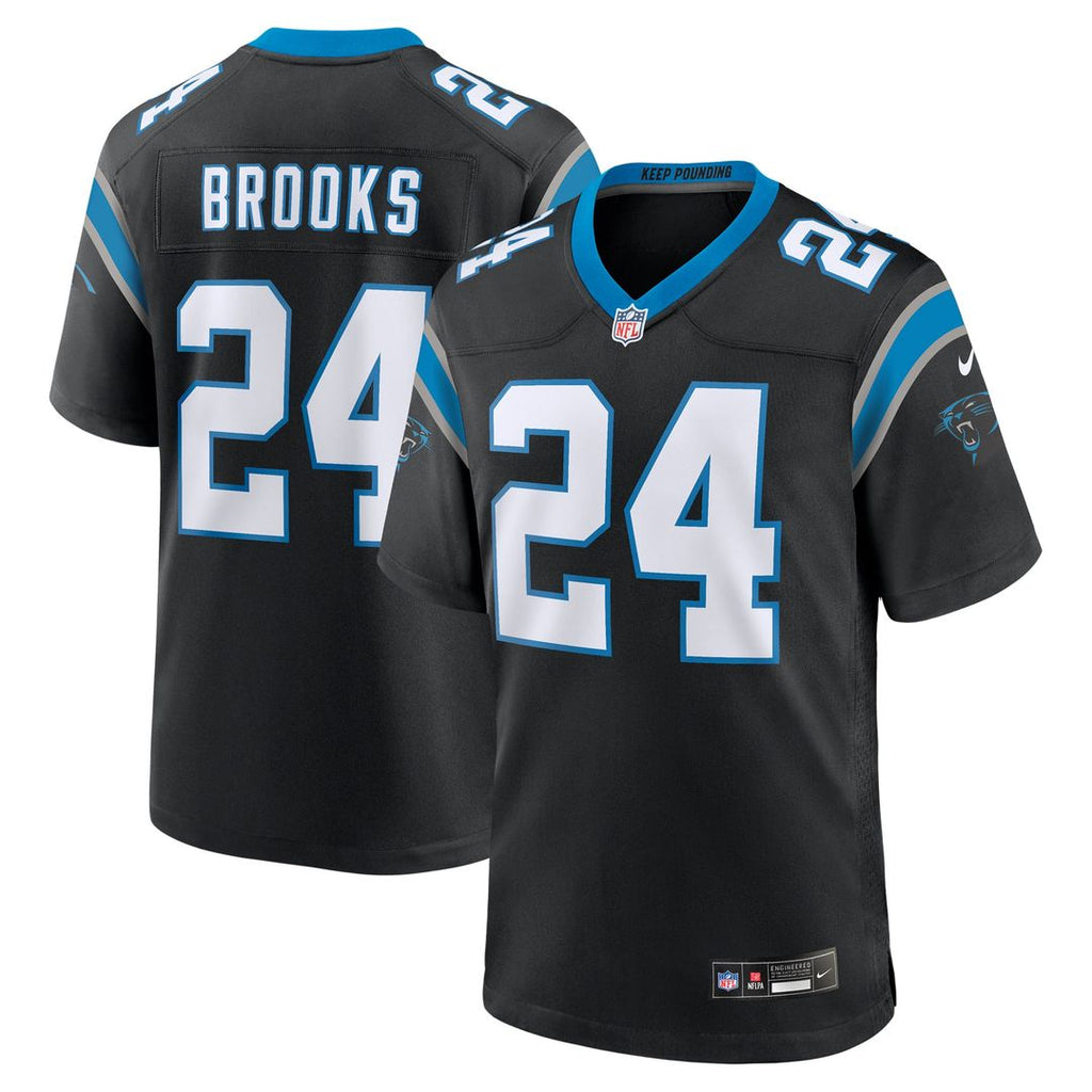 Carolina Panthers Jonathon Brooks Black Game Jersey product image 1, provided for visual reference and product detail review