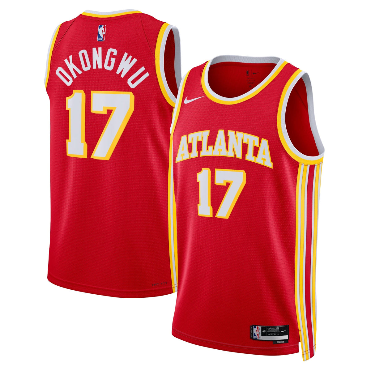 Atlanta Hawks Icon Edition Swingman Basketball Jersey - Red - Onyeka Okongwu - Unisex product image 1, provided for visual