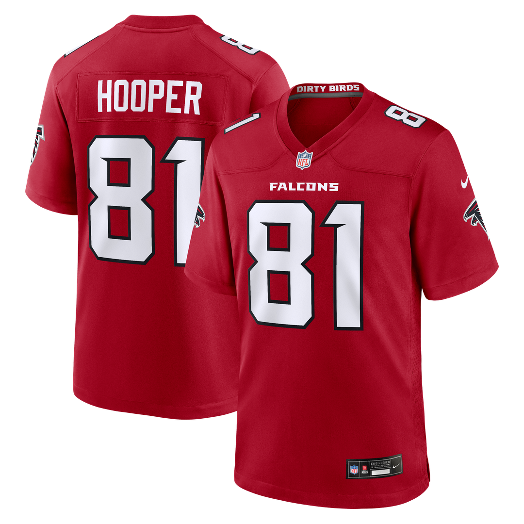 Atlanta Falcons Austin Hooper Red Team Game Jersey product image 1, provided for visual reference and product detail review