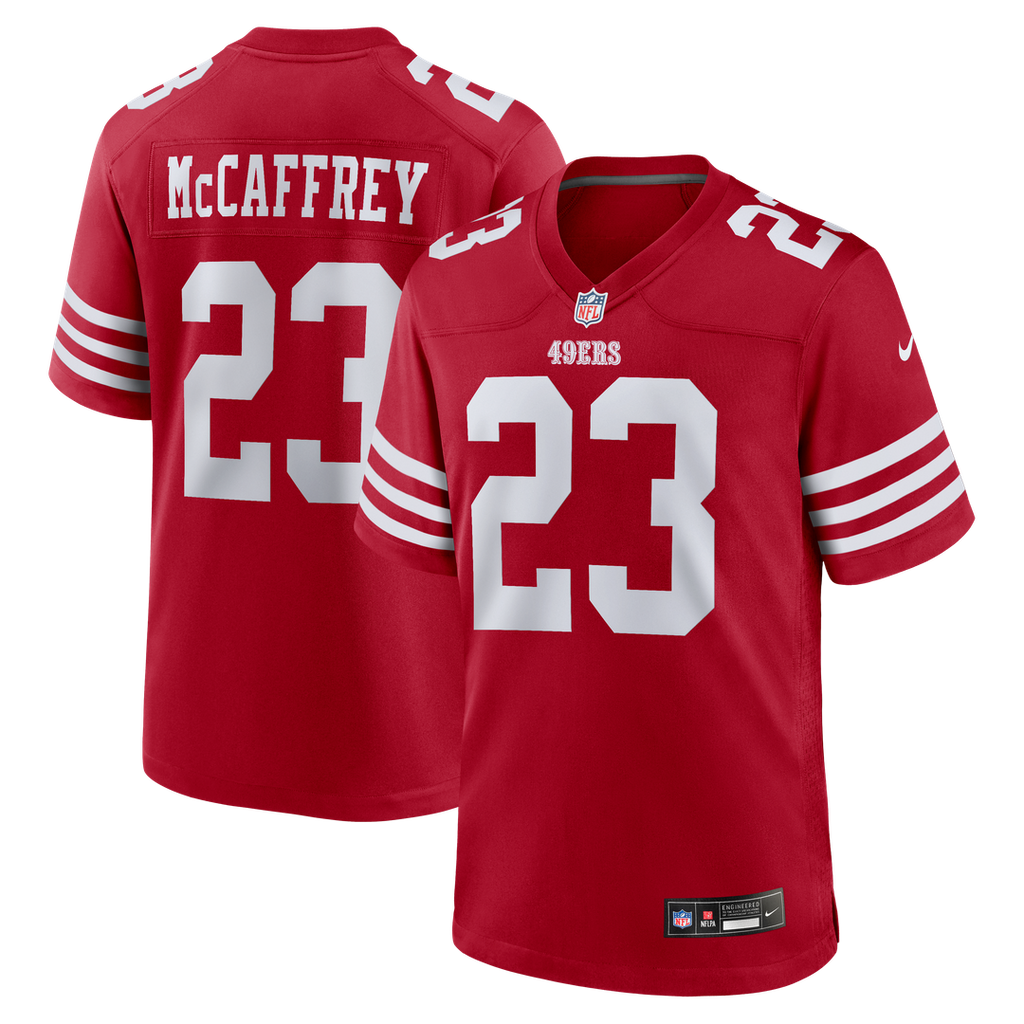 San Francisco 49ers Christian McCaffrey White Game Player Jersey product image 25, provided for visual reference and product