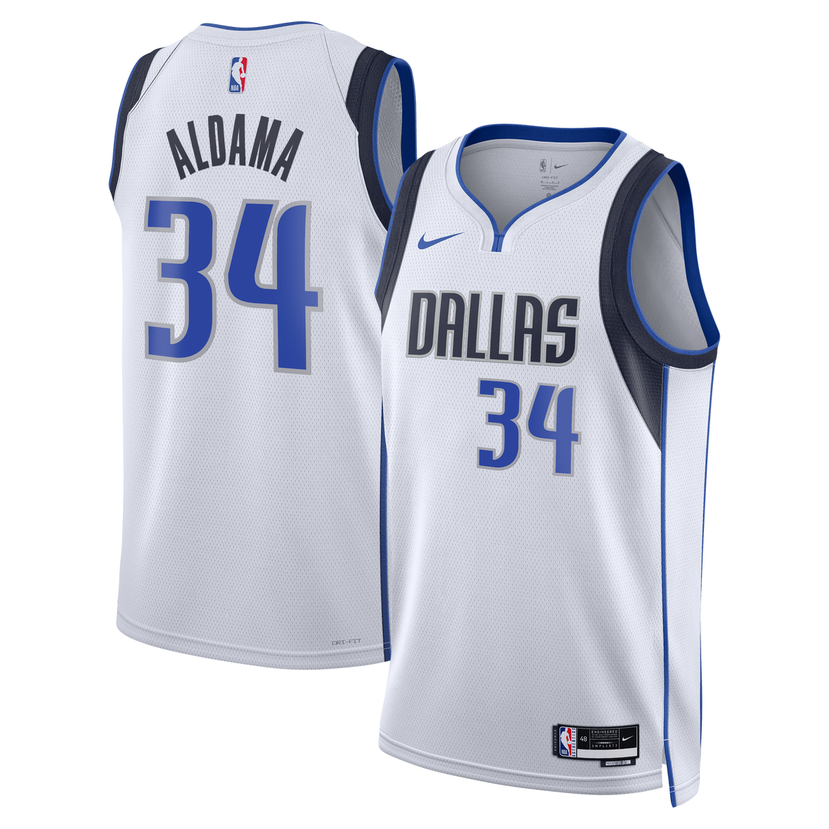Dallas Mavericks Association Edition Swingman Basketball Jersey - White - Santi Aldama - Unisex product image 1, provided