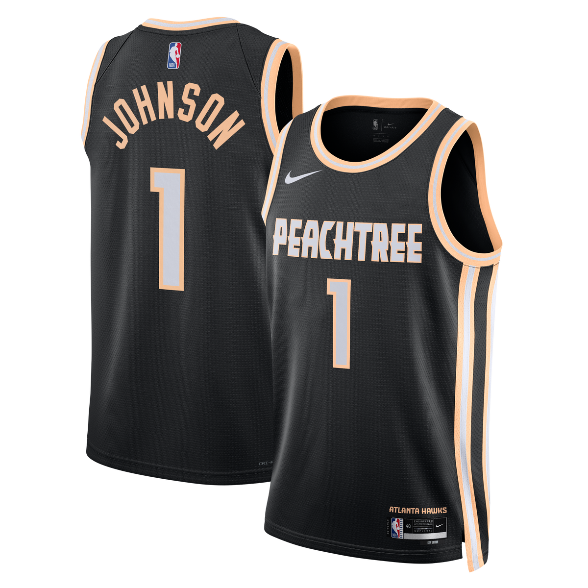 Atlanta Hawks 2025/26 City Edition Swingman Basketball Jersey - Black - Jalen Johnson - Unisex product image 1, provided for