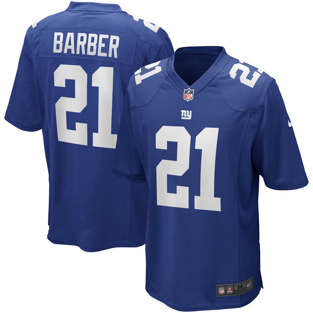 New York Giants Tiki Barber Royal Game Retired Player Jersey product image 1, provided for visual reference and product