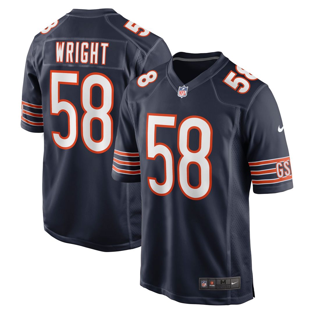 Chicago Bears Darnell Wright Navy Game Jersey product image 1, provided for visual reference and product detail review