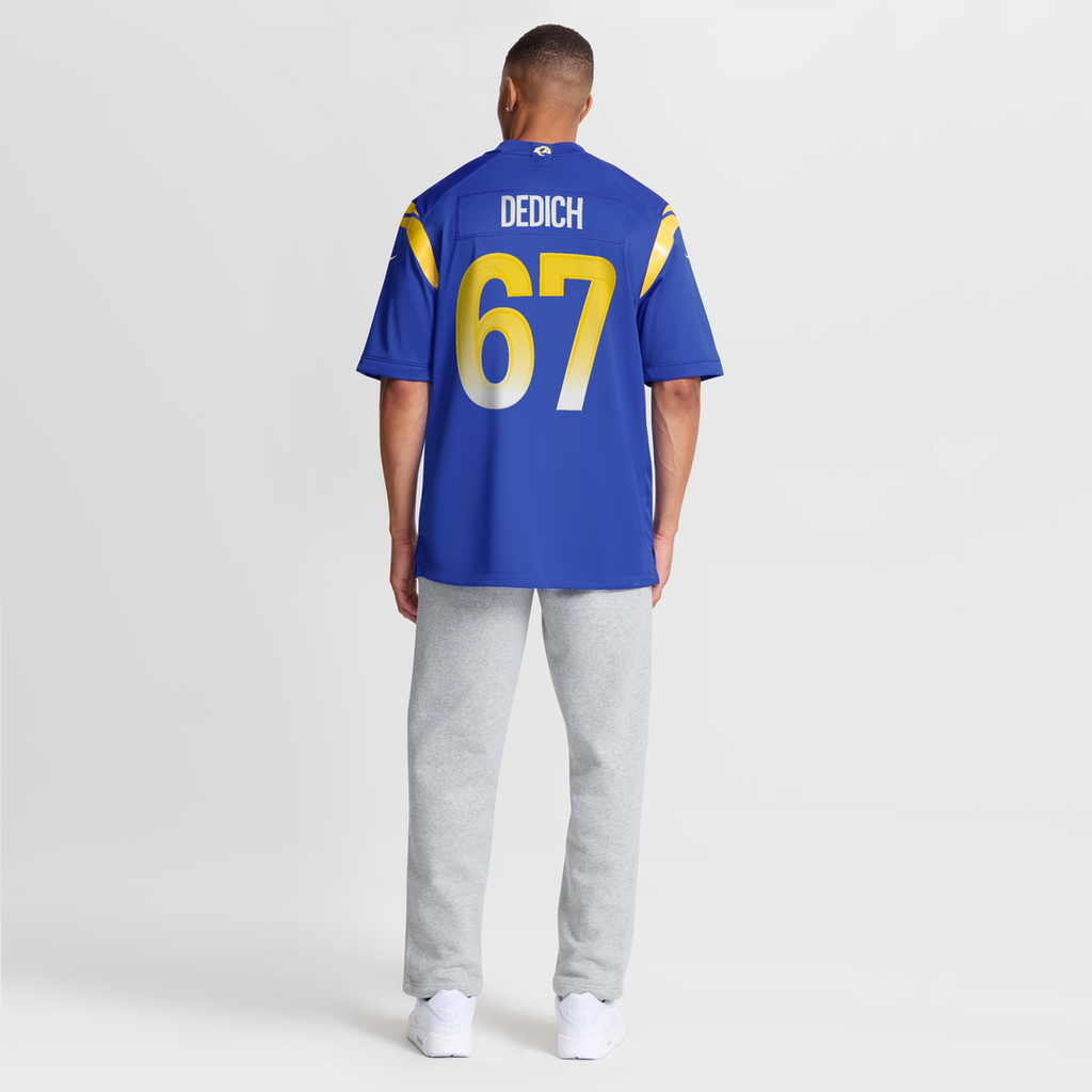 Los Angeles Rams Justin Dedich Royal Game Jersey product image 8, provided for visual reference and product detail review
