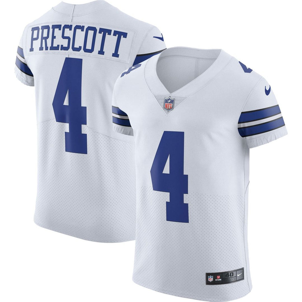 Dallas Cowboys Dak Prescott White Vapor Elite Player Jersey product image 4, provided for visual reference and product