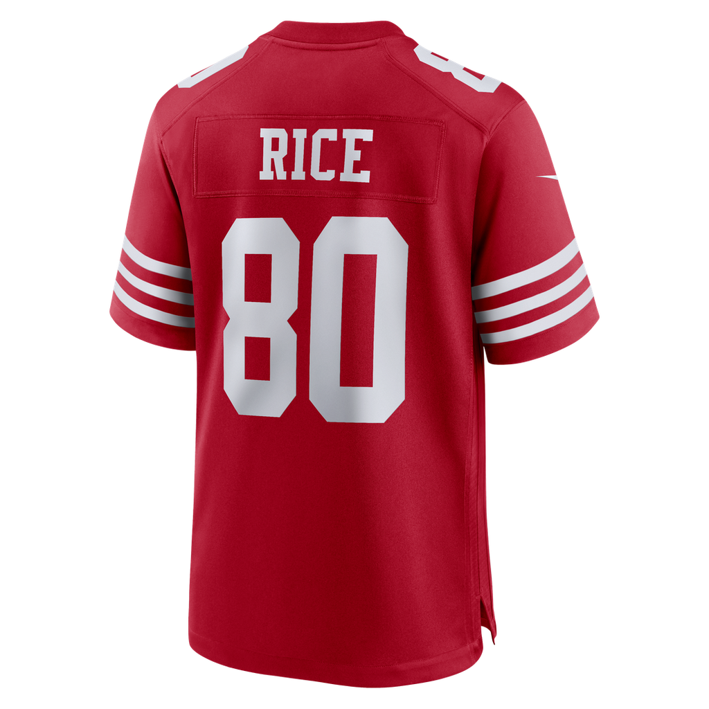San Francisco 49ers Jerry Rice Scarlet Retired Game Player Jersey product image 3, provided for visual reference and product
