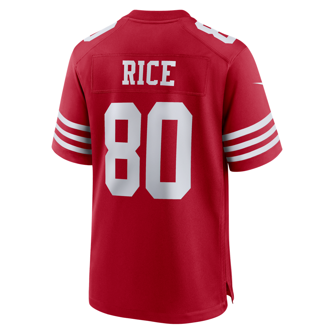 San Francisco 49ers Jerry Rice Scarlet Retired Game Player Jersey product image 3, provided for visual reference and product