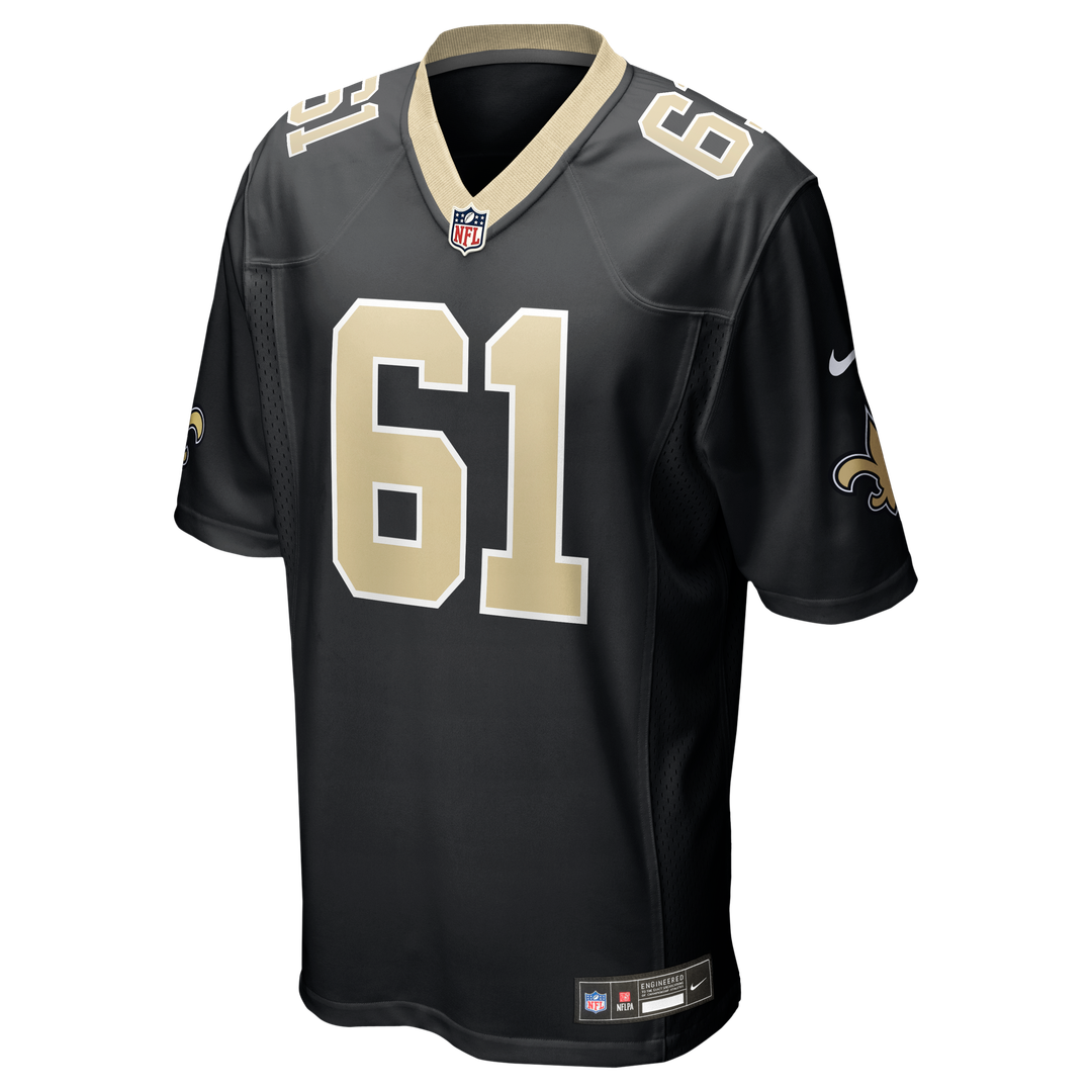 New Orleans Saints Drew Desjarlais Black Game Player Jersey product image 2, provided for visual reference and product
