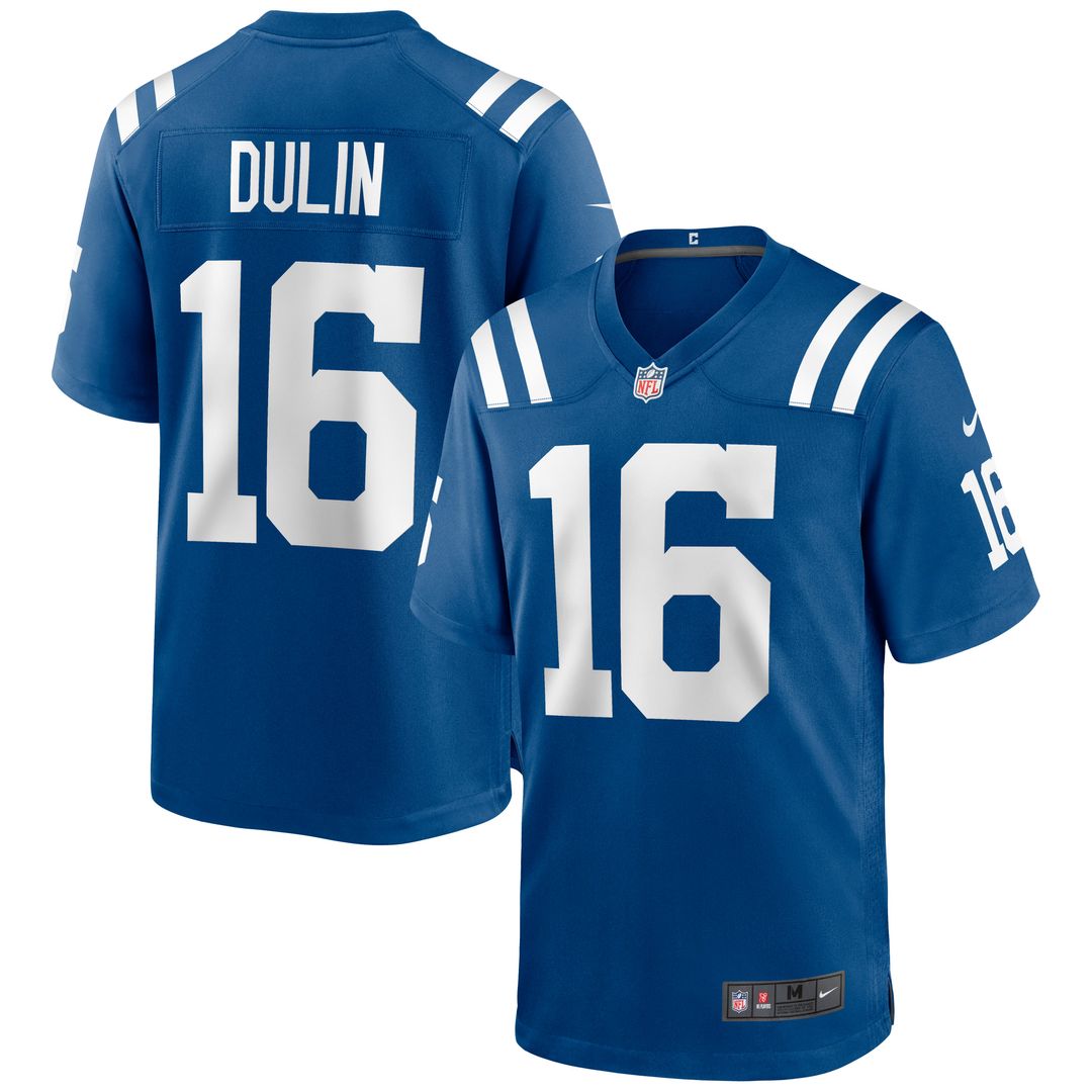Indianapolis Colts Ashton Dulin Royal Game Jersey product image 1, provided for visual reference and product detail review