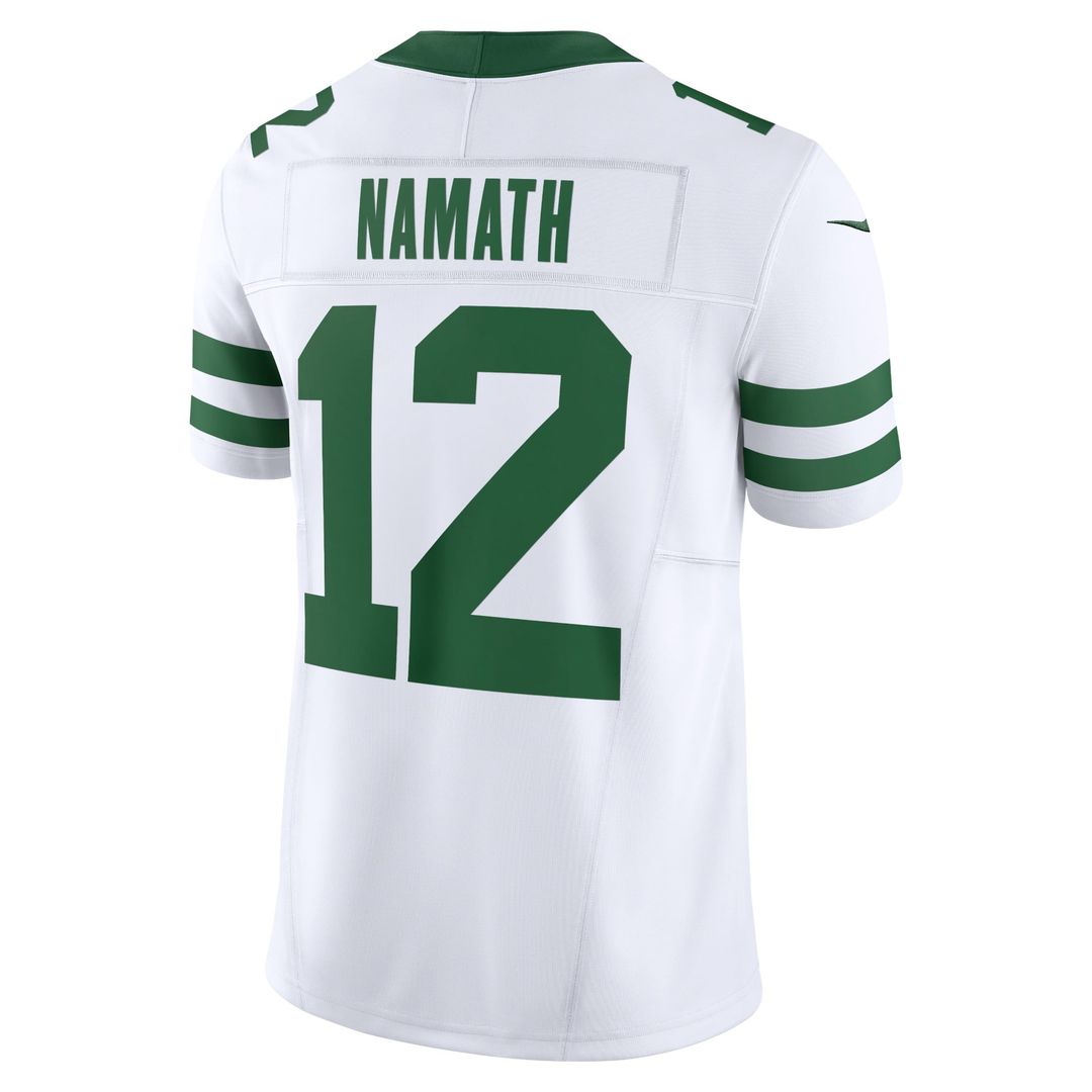New York Jets Joe Namath Legacy White Vapor F.U.S.E. Limited Jersey product image 3, provided for visual reference and