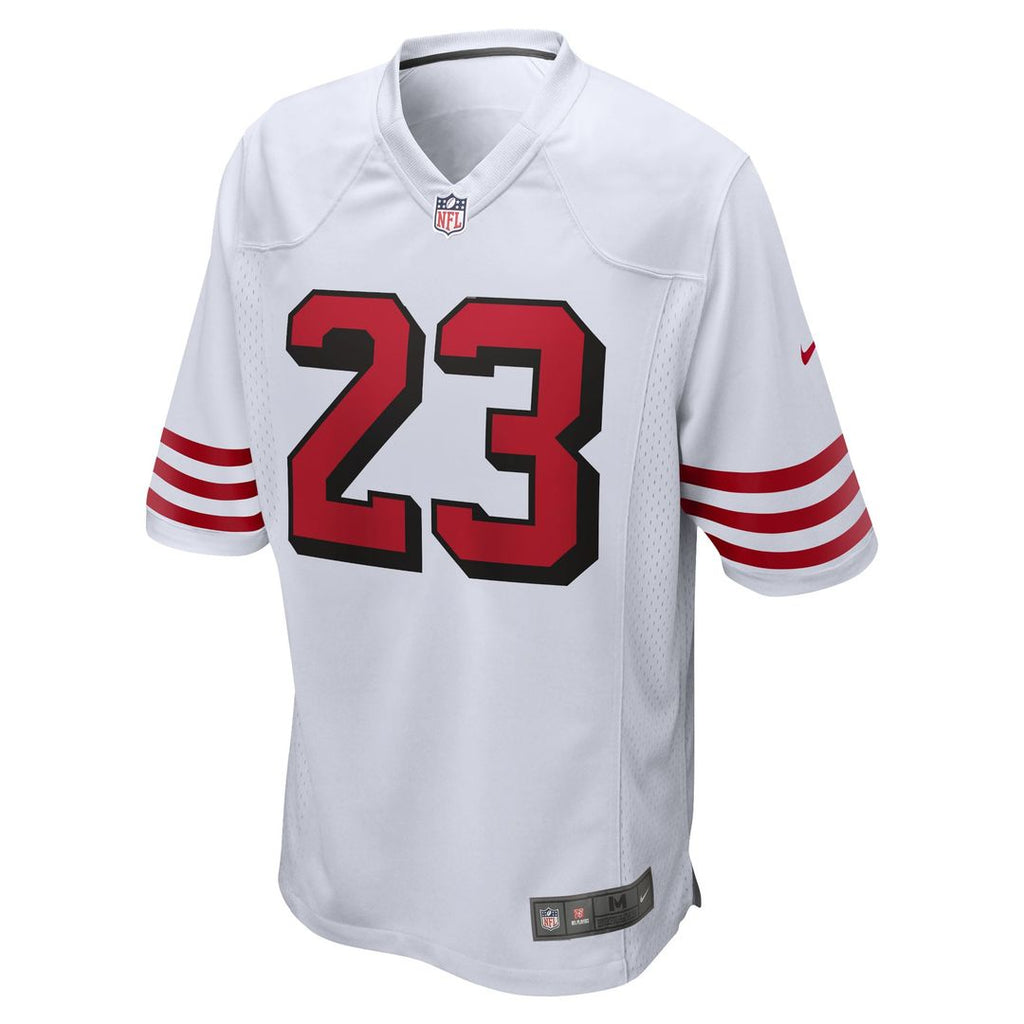 San Francisco 49ers Christian McCaffrey White Game Jersey product image 2, provided for visual reference and product detail