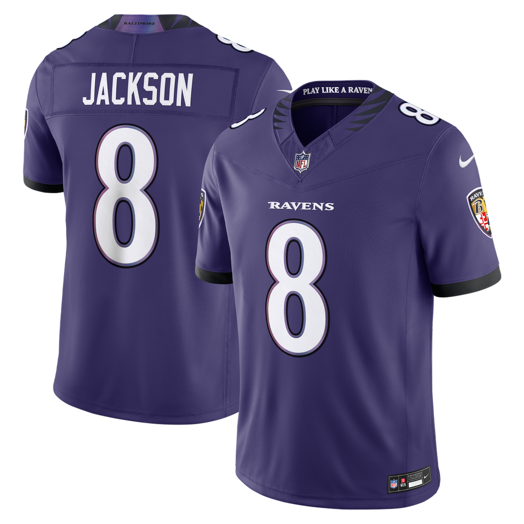 Baltimore Ravens Lamar Jackson White Vapor F.U.S.E. Stitched Limited Jersey product image 27, provided for visual reference