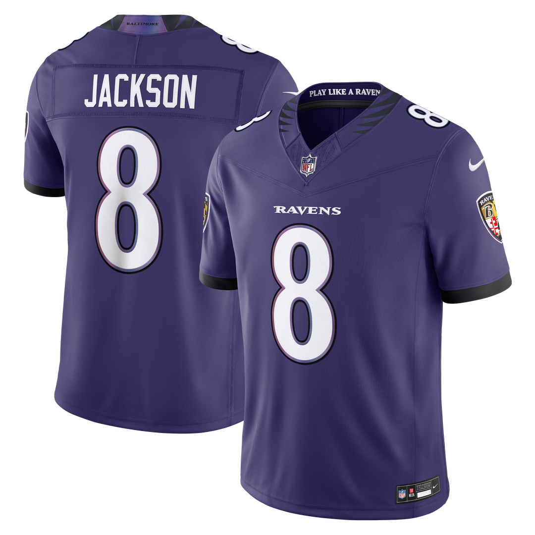 Baltimore Ravens Lamar Jackson White Vapor F.U.S.E. Stitched Limited Jersey product image 27, provided for visual reference