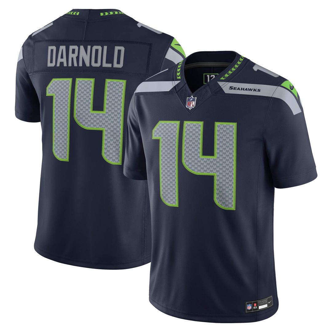 Seattle Seahawks Sam Darnold College Navy Team Vapor F.U.S.E. Stitched Limited Jersey product image 1, provided for visual