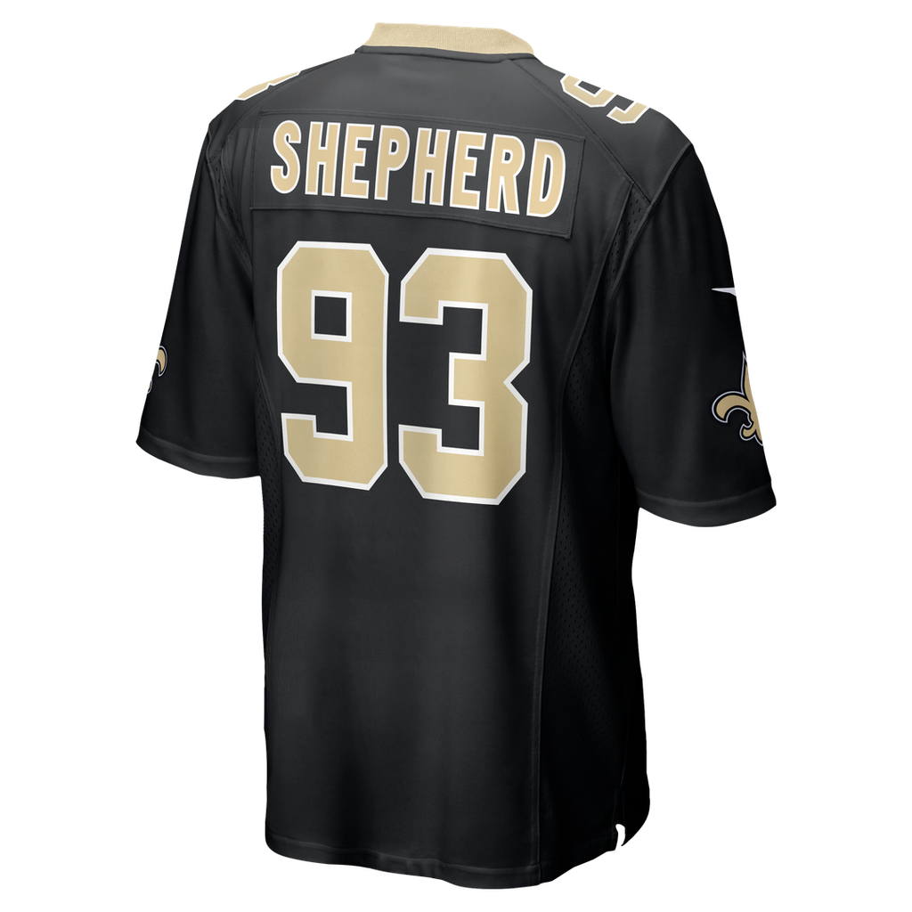 New Orleans Saints Nathan Shepherd Black Game Jersey product image 3, provided for visual reference and product detail review