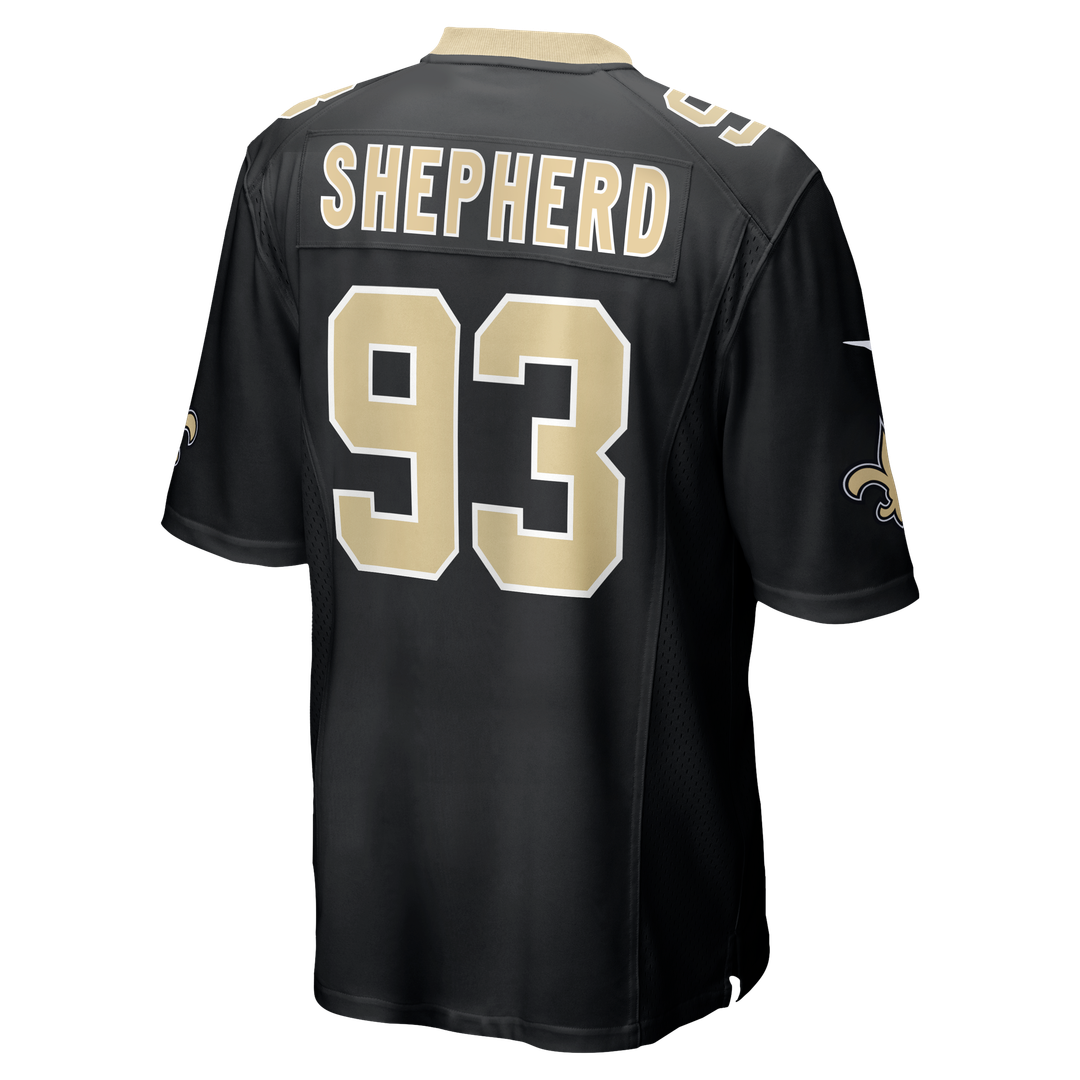 New Orleans Saints Nathan Shepherd Black Game Jersey product image 3, provided for visual reference and product detail review