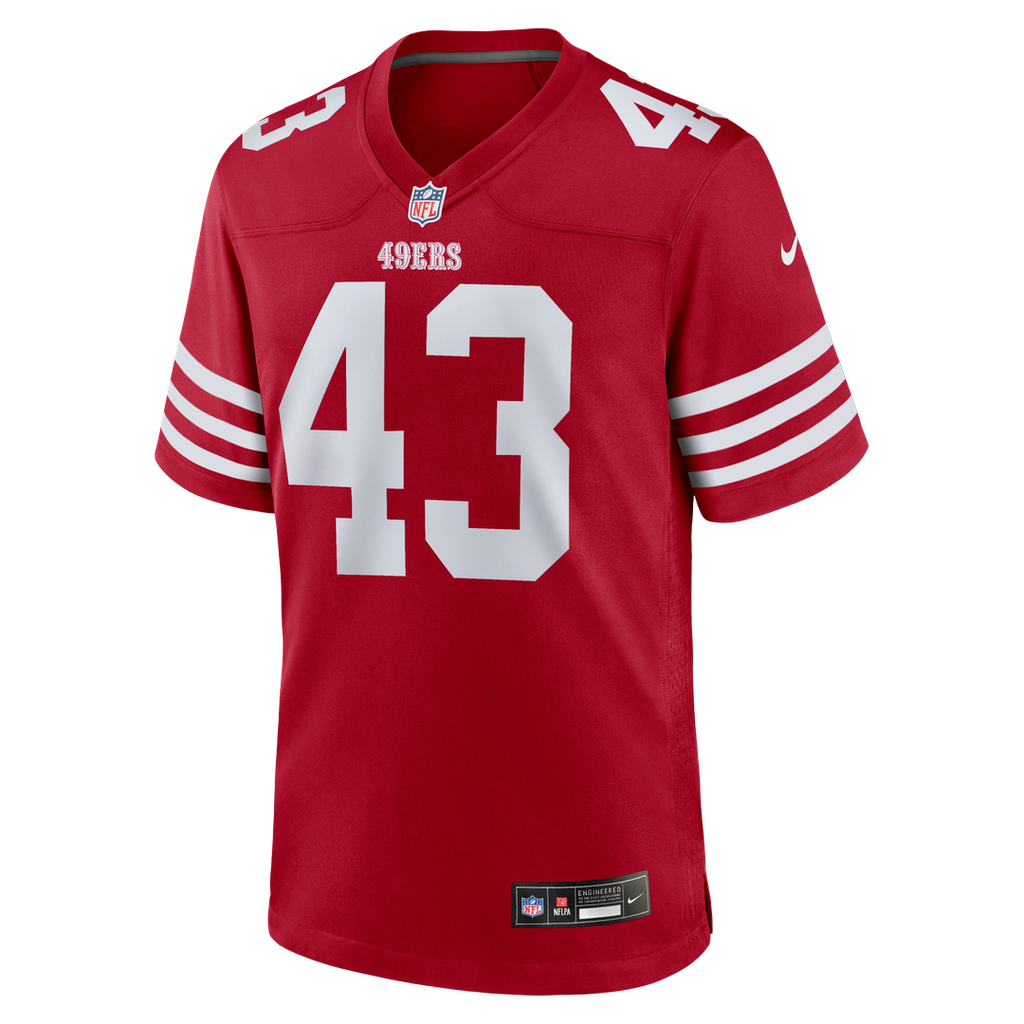 San Francisco 49ers Eric Kendricks Scarlet Team Game Jersey product image 2, provided for visual reference and product