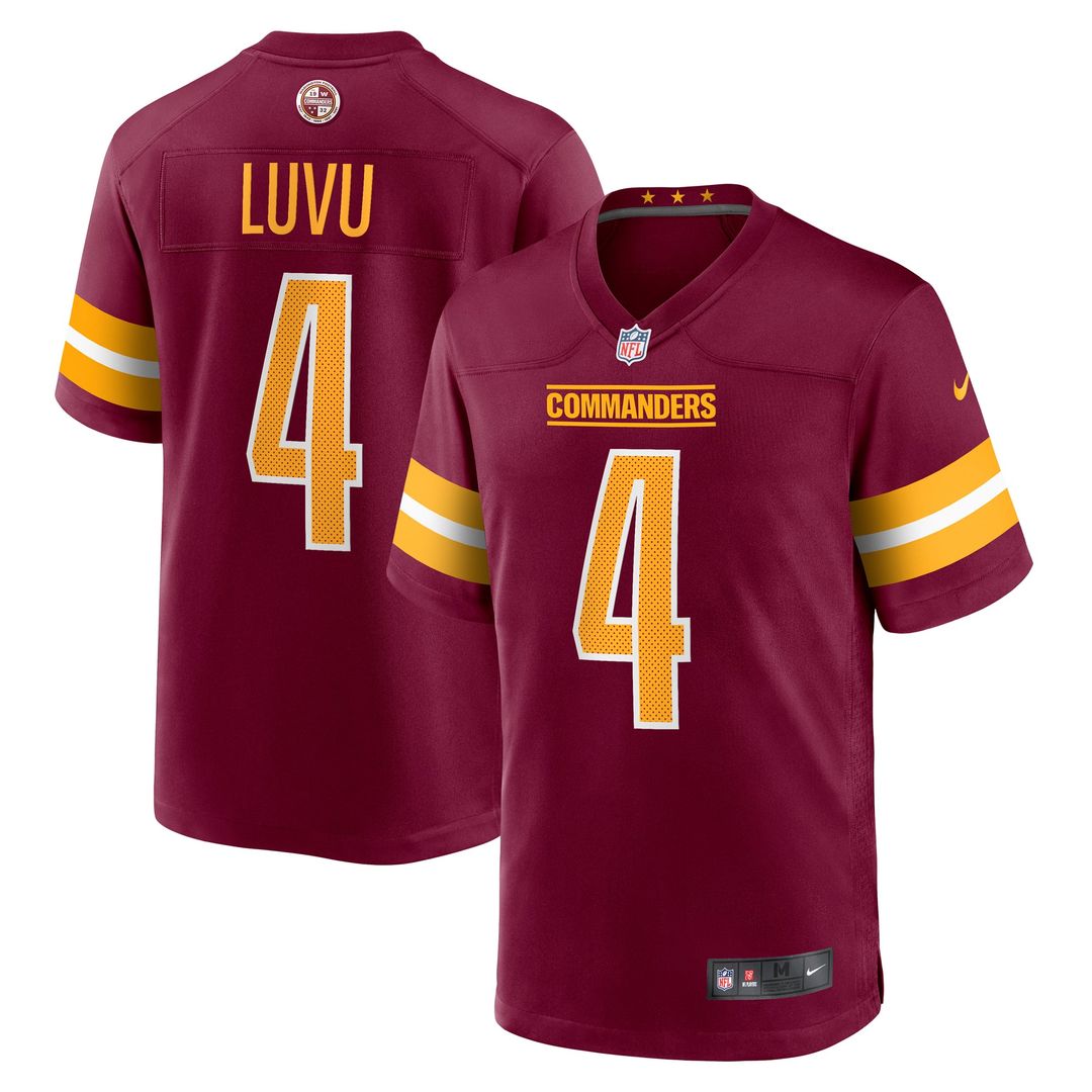Washington Commanders Frankie Luvu Burgundy Game Jersey product image 1, provided for visual reference and product detail