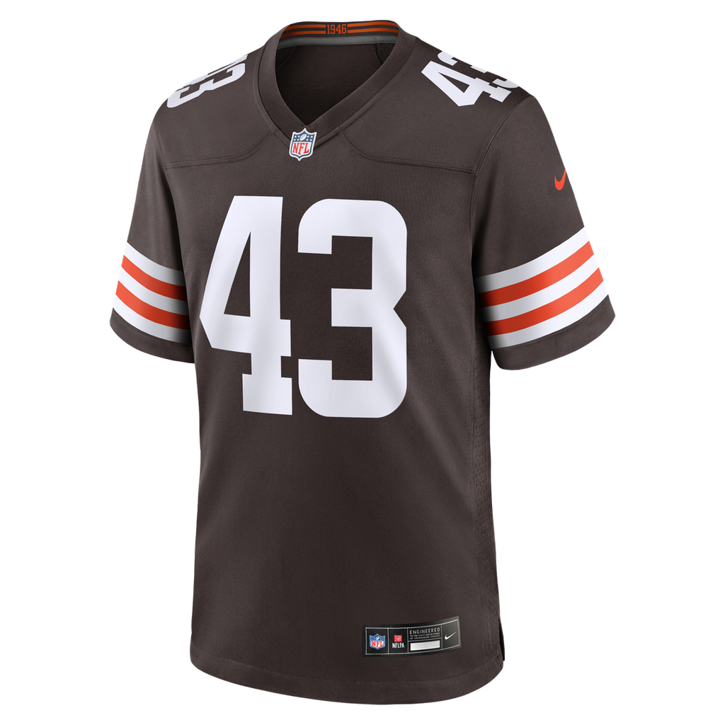 Cleveland Browns Mohamoud Diabate Brown Team Game Jersey product image 2, provided for visual reference and product detail
