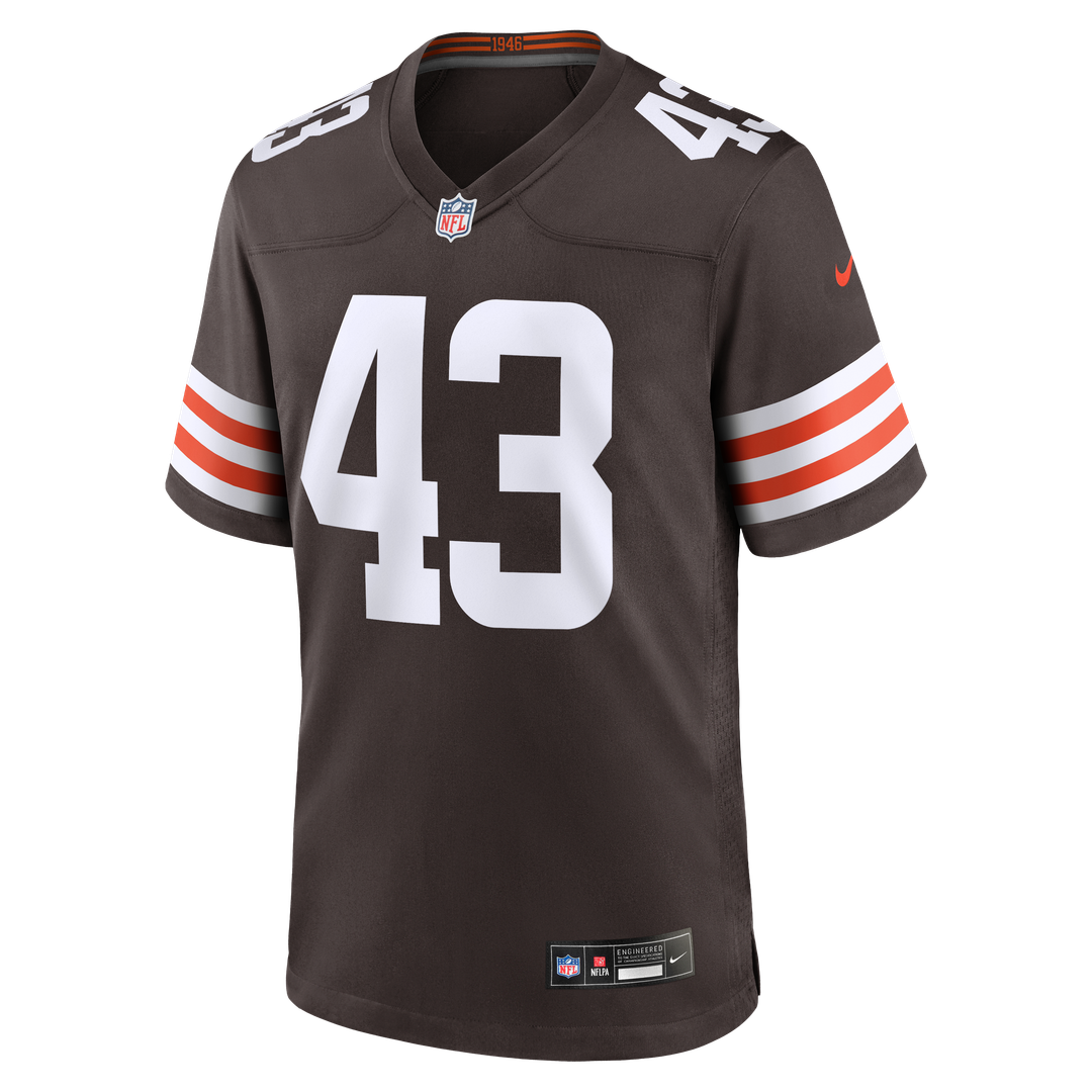 Cleveland Browns Mohamoud Diabate Brown Team Game Jersey product image 2, provided for visual reference and product detail
