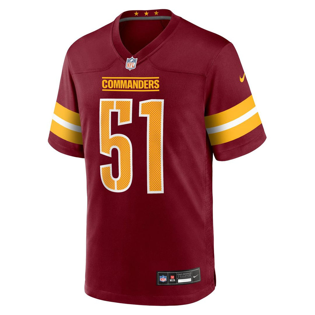 Washington Commanders Ale Kaho Burgundy Team Game Jersey product image 2, provided for visual reference and product detail