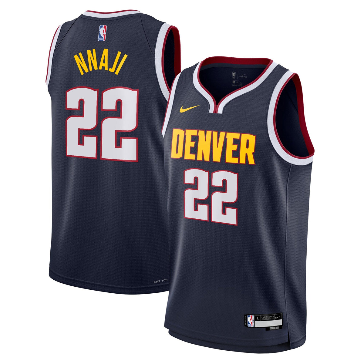 Zeke Nnaji Denver Nuggets Swingman Icon Jersey - Navy - Youth product image 2, provided for visual reference and product