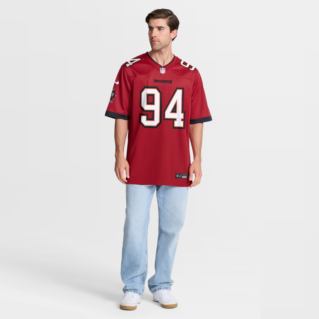 Tampa Bay Buccaneers Calijah Kancey Red Game Jersey product image 7, provided for visual reference and product detail review