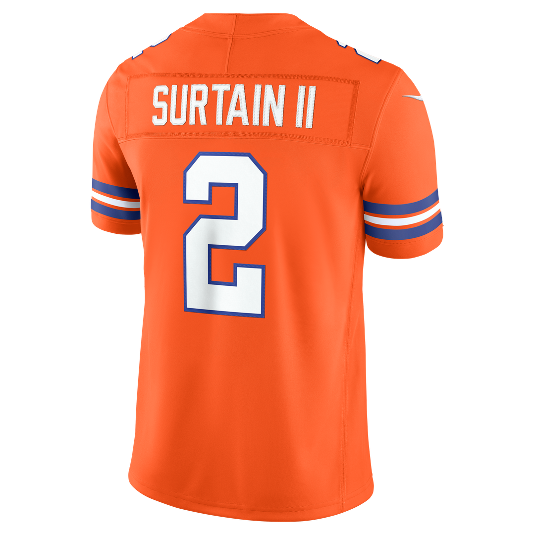 Denver Broncos Pat Surtain II Orange Alternate Mile High Collection 1977 Throwback Vapor F.U.S.E. Stitched Limited Jersey