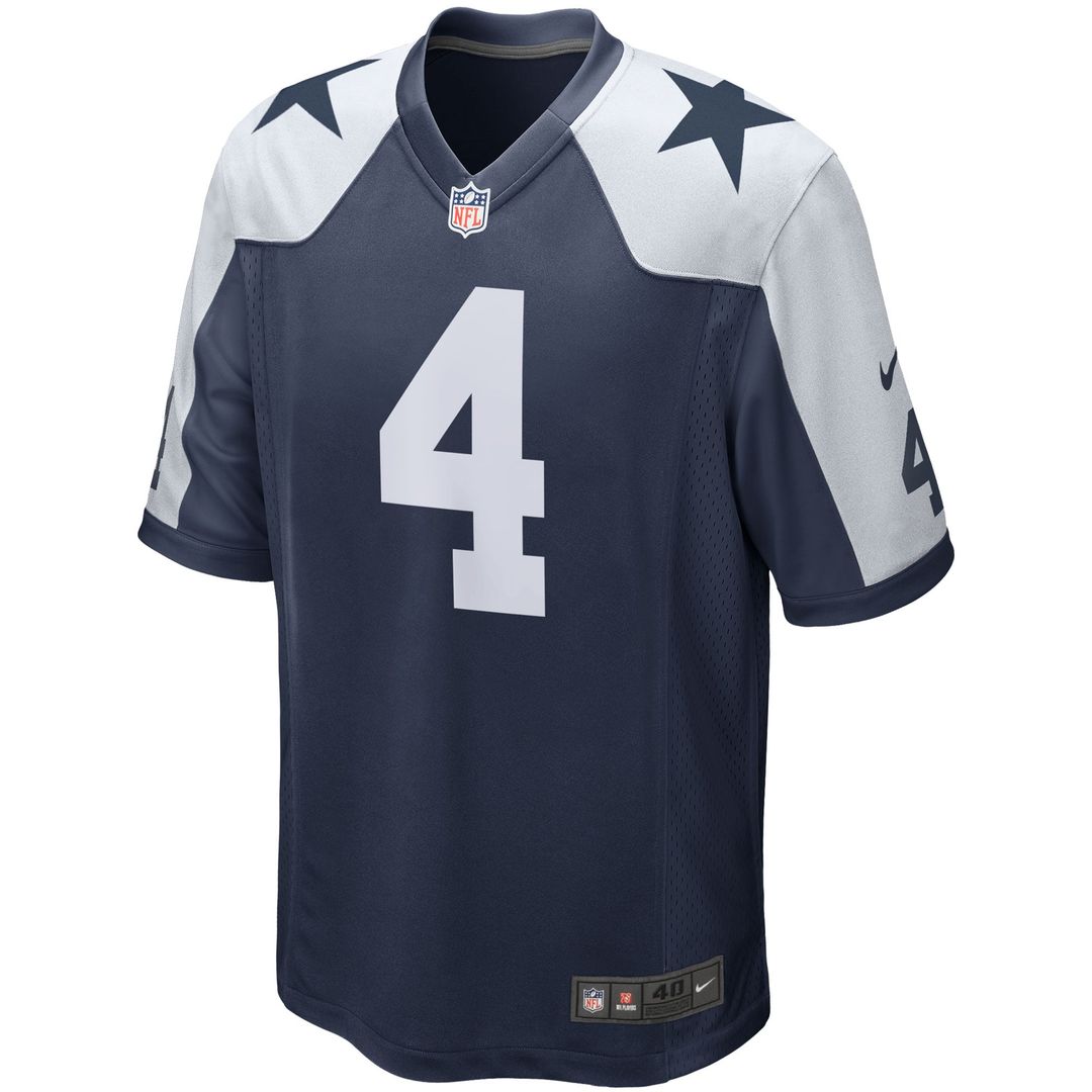 Dallas Cowboys Dak Prescott Navy Alternate Game Team Jersey product image 2, provided for visual reference and product