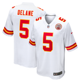 Kansas City Chiefs Mansoor Delane White Game Jersey product image 1, provided for visual reference and product detail review