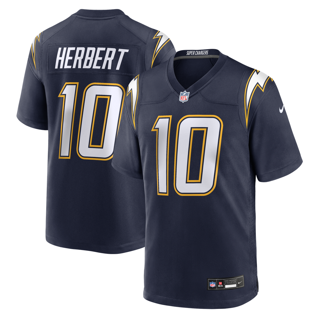 Los Angeles Chargers Justin Herbert Navy Alternate Super Chargers Game Player Jersey product image 1, provided for visual