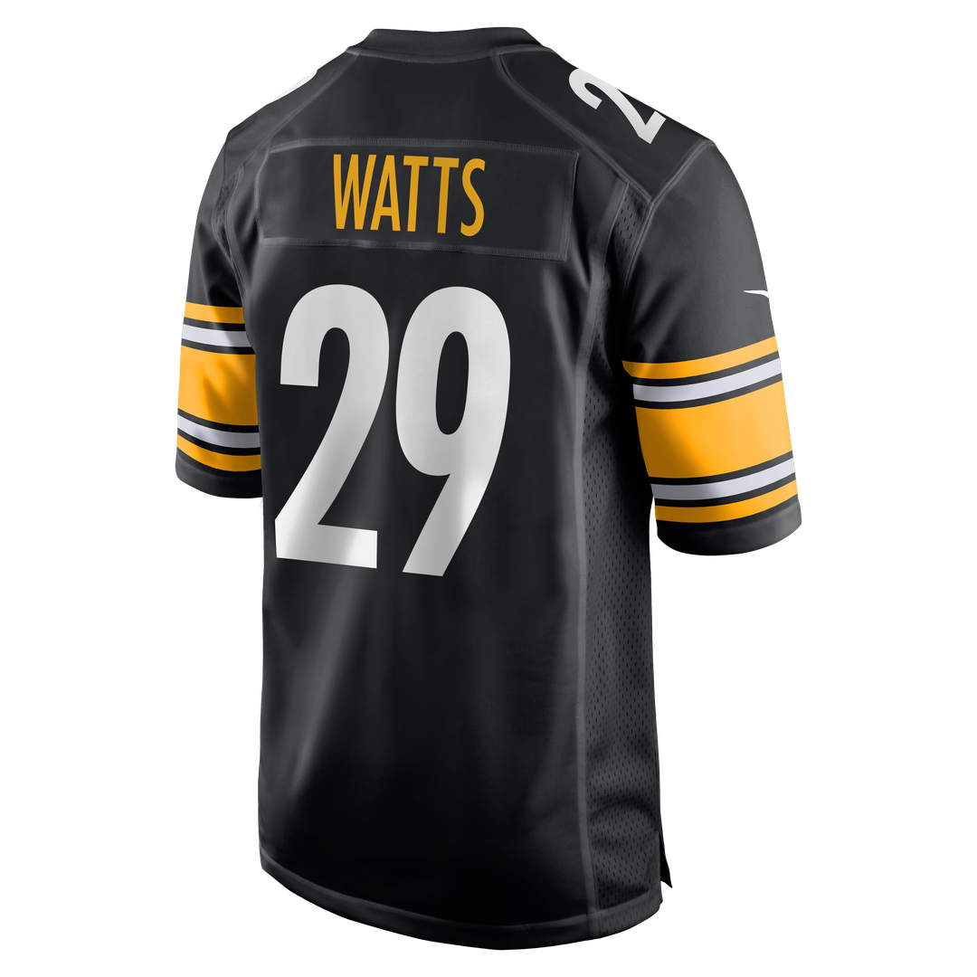 Pittsburgh Steelers Ryan Watts Black Game Jersey product image 3, provided for visual reference and product detail review