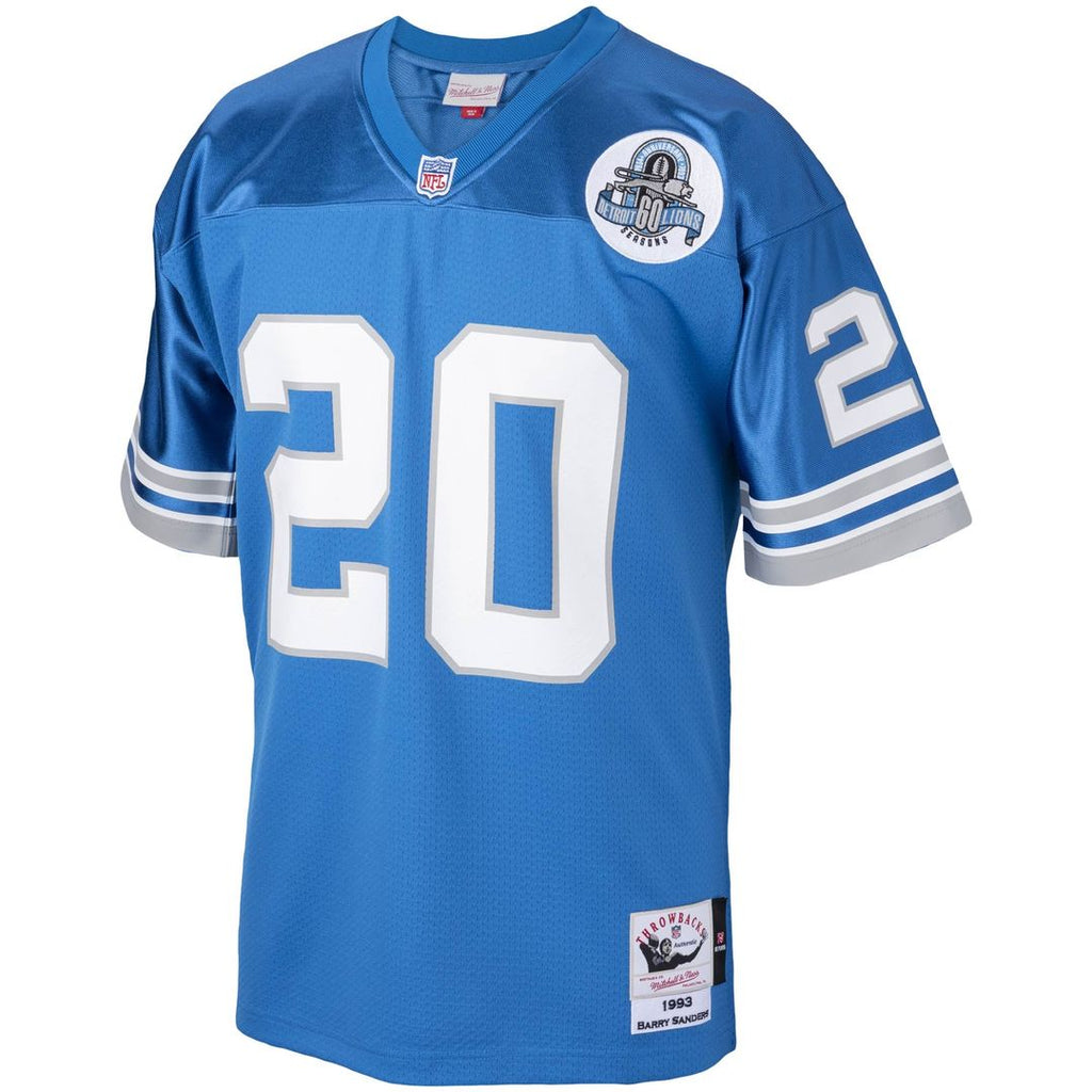 Detroit Lions 1993 Barry Sanders Blue Authentic Throwback Retired Player Jersey product image 2, provided for visual