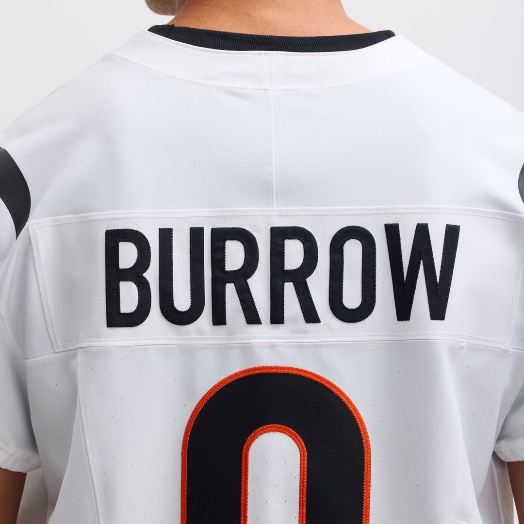 Cincinnati Bengals Joe Burrow White Vapor F.U.S.E. Elite Jersey product image 8, provided for visual reference and product