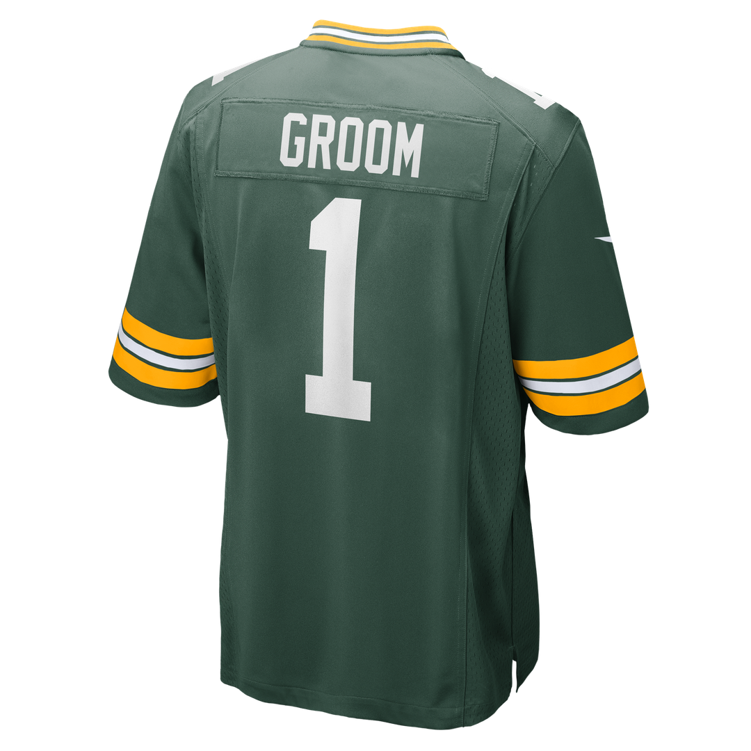 Green Bay Packers Number 1 Groom Green Game Jersey product image 3, provided for visual reference and product detail review