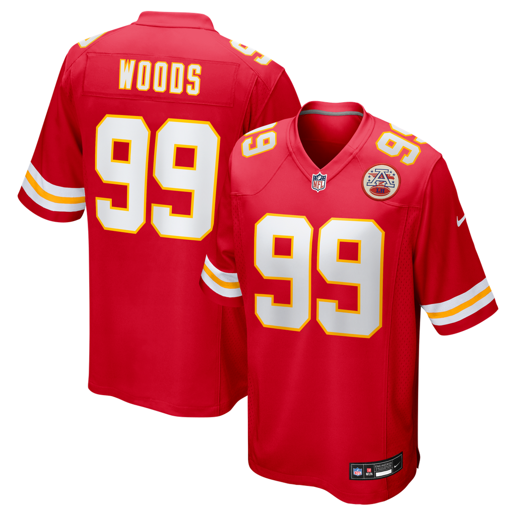 Kansas City Chiefs Peter Woods Red Team Game Jersey product image 1, provided for visual reference and product detail review