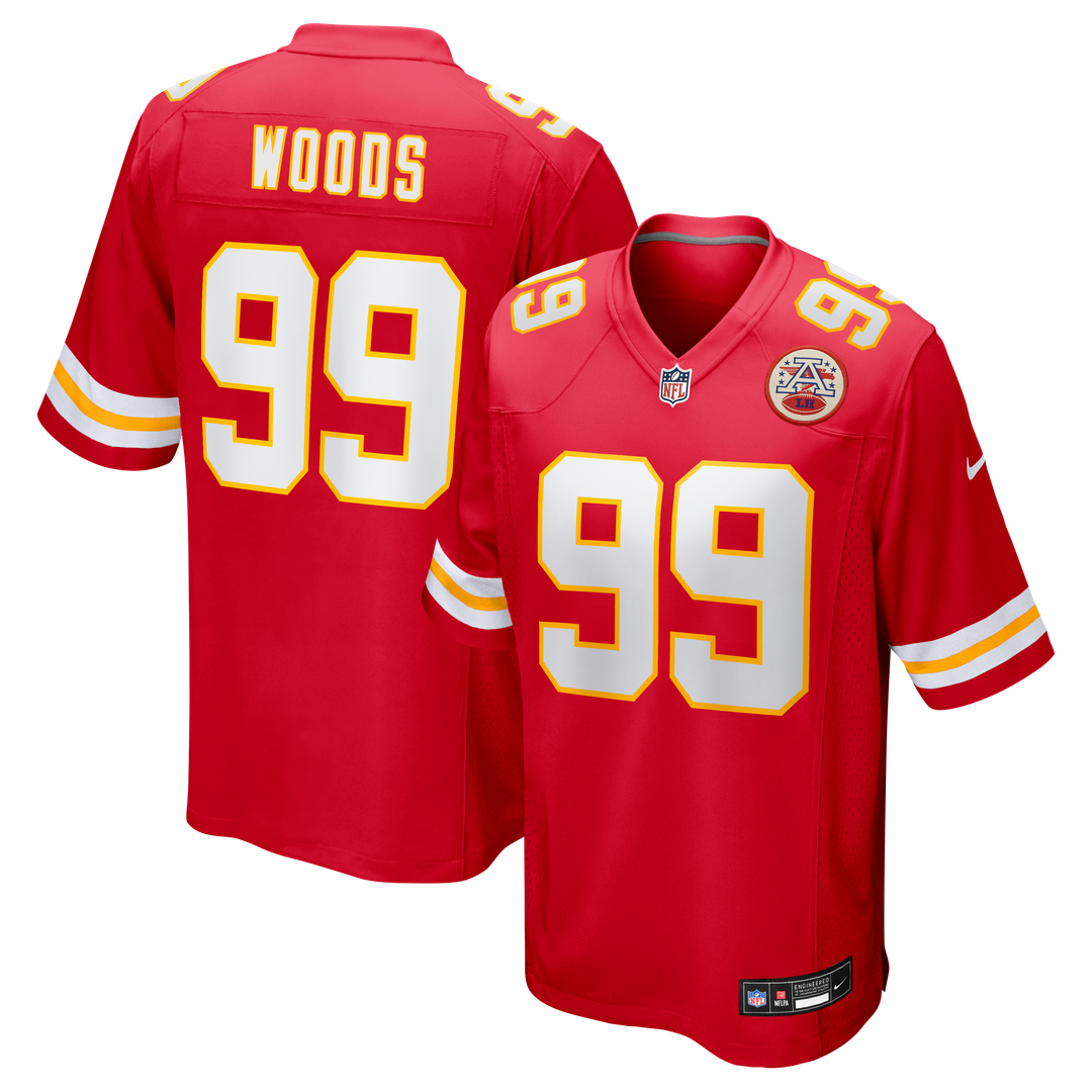 Kansas City Chiefs Peter Woods Red Team Game Jersey product image 1, provided for visual reference and product detail review