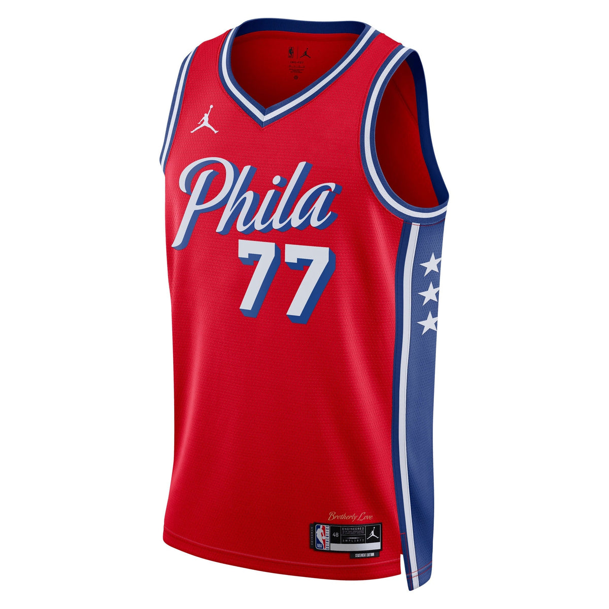 VJ Edgecombe Philadelphia 76ers Statement Edition Swingman Jersey - Red - Unisex product image 3, provided for visual
