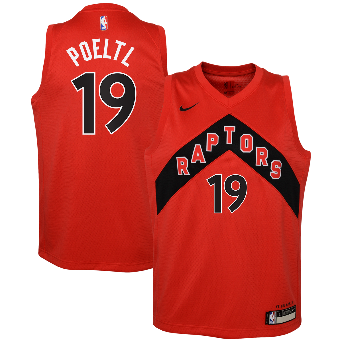 Jakob Poeltl Toronto Raptors Icon Edition Swingman Jersey - Red - Youth product image 1, provided for visual reference and