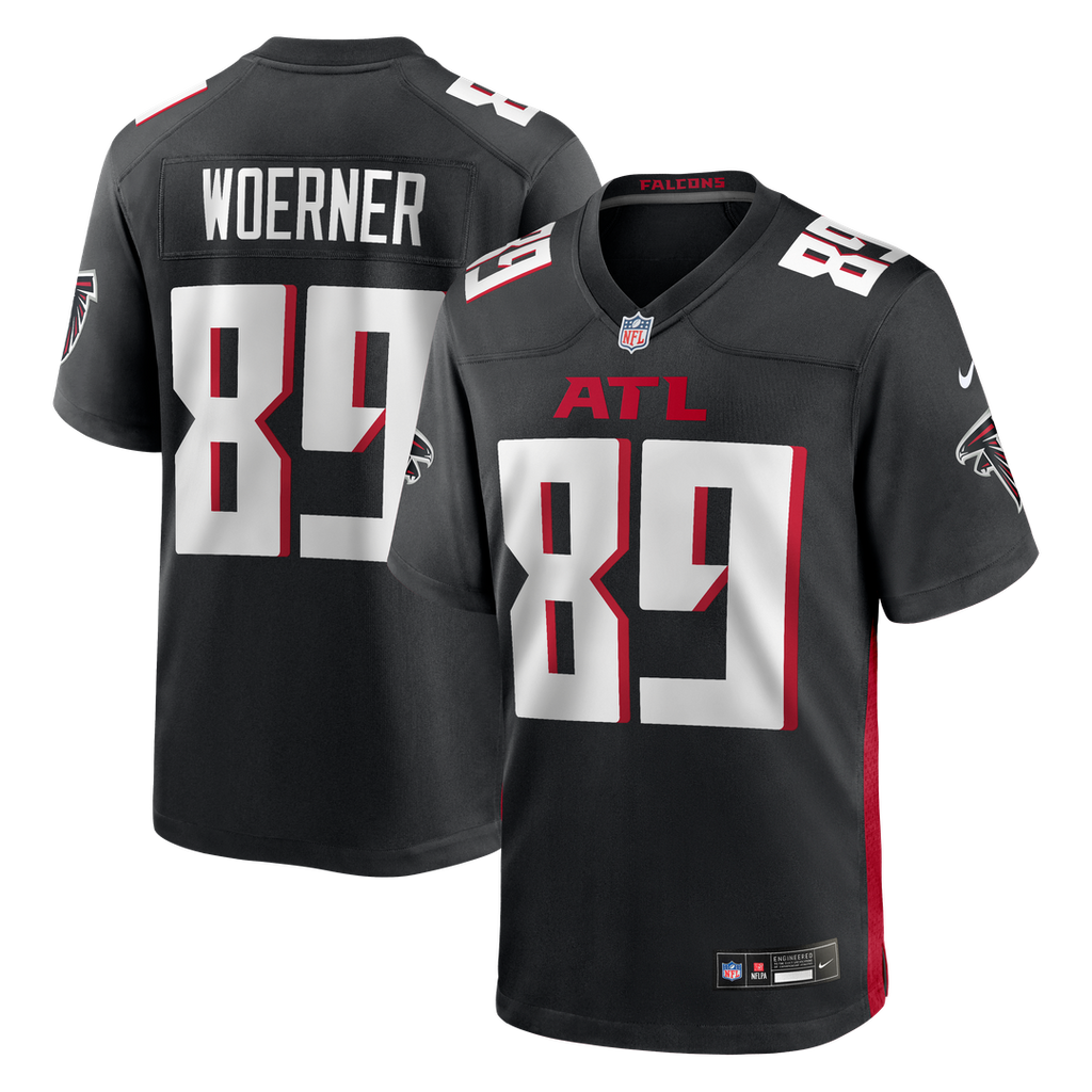 Atlanta Falcons Charlie Woerner Black Game Jersey product image 1, provided for visual reference and product detail review